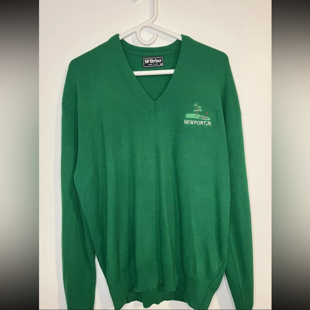 Vintage McBriar Golf Sweater Newport, RI Rhode Island Kelly Green Size S READ